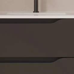 Meuble sous vasque seul, 2 tiroirs et 1 porte, 80cm, vasque déportée droite - noir - ZARZA