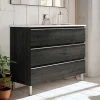 Meuble sous vasque seul, 3 tiroirs, 80cm, simple vasque - ebony (bois noir) - PALMA