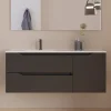 Meuble sous vasque seul, 2 tiroirs et 1 porte, 120cm, vasque déportée gauche - noir - ZARZA
