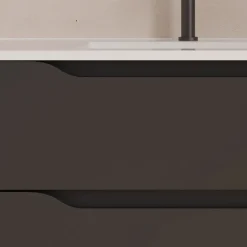 Meuble sous vasque seul, 2 tiroirs et 1 porte, 120cm, vasque déportée gauche - noir - ZARZA