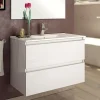 Meuble sous vasque seul, 2 tiroirs, 80cm, simple vasque - blanc laqué - BALEA