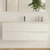 Meuble sous vasque seul, 2 tiroirs, 120cm, simple vasque - blanc mat - LUNA