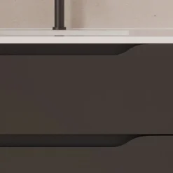 Meuble sous vasque seul, 2 tiroirs et 1 porte, 120cm, vasque déportée droite - noir - ZARZA