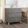 Meuble sous vasque seul, 3 tiroirs, 70cm, simple vasque - ciment (gris) - PALMA