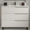 Meuble sous vasque seul, 3 tiroirs, 70cm, simple vasque - blanc mat - MATA