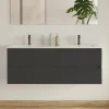 Meuble sous vasque seul, 2 tiroirs, 120cm, double vasque - noir - LUNA