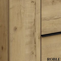 Meuble sous vasque seul, 2 tiroirs et 1 porte, 100cm, vasque déportée à gauche, roble (chêne clair) - KING