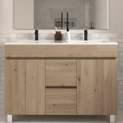 Meuble sous vasque seul, 2 tiroirs et 4 portes, 120cm, simple vasque - cambrian (chêne clair) - HARO