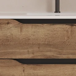 Meuble sous vasque seul, 2 tiroirs et 1 porte, 120cm, vasque déportée gauche - tabaco (bois foncé) - ZARZA