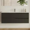 Meuble sous vasque seul, 2 tiroirs, 120cm, simple vasque - noir - LUNA