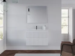 Meuble sous vasque seul, 2 tiroirs, 60cm, simple vasque - blanc mat - RIBERA
