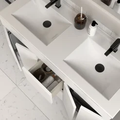 Meuble sous vasque seul, 2 tiroirs et 4 portes, 120cm, simple vasque - blanc brillant - HARO