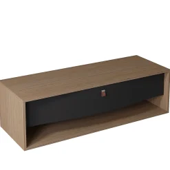 Meuble sous vasque suspendu noir mat 1 tiroir l.140 x H.40 x P.50 cm, Decotec Havana
