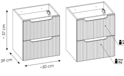 Meuble sous vasque suspendu 2 tiroirs NOVA NOIR 50 CM