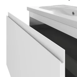 Meuble sous vasque suspendu blanc mat 2 tiroirs l.80 x H.48 x P.45 cm Levanna