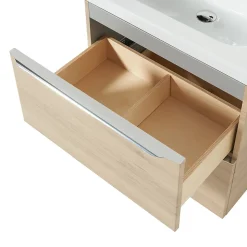 Meuble sous vasque suspendu effet chêne l.60 x H.60 x P.45 cm, GoodHome Imandra