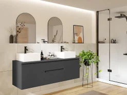 Meuble sous vasque suspendu - Gris - 150 cm - JIMENA II