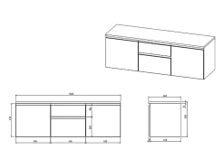 Meuble sous vasque suspendu - Gris - 150 cm - JIMENA II