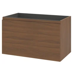 Meuble sous vasque suspendu effet noyer 2 tiroirs l.80 x H.48 x P.45 cm Levanna