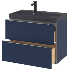 Meuble sous vasque suspendu bleu nuit mat l.80 x H.60 x P.45 cm, GoodHome Imandra