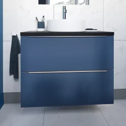 Meuble sous vasque suspendu bleu nuit mat l.80 x H.60 x P.45 cm, GoodHome Imandra