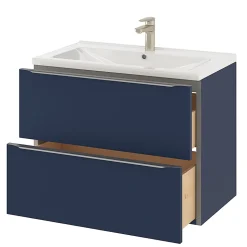 Meuble sous vasque suspendu bleu nuit mat l.80 x H.60 x P.45 cm, GoodHome Imandra