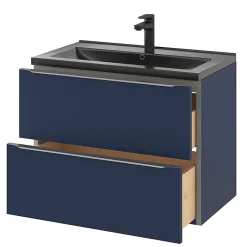 Meuble sous vasque suspendu bleu nuit mat l.80 x H.60 x P.45 cm, GoodHome Imandra