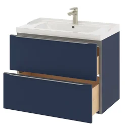 Meuble sous vasque suspendu bleu nuit mat l.80 x H.60 x P.45 cm, GoodHome Imandra