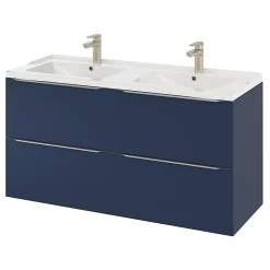 Meuble sous vasque suspendu bleu nuit mat l.120 x H.60 x P.45 cm, GoodHome Imandra