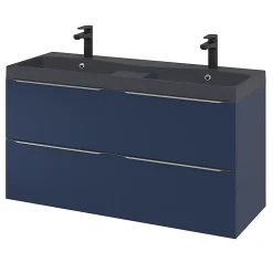 Meuble sous vasque suspendu bleu nuit mat l.120 x H.60 x P.45 cm, GoodHome Imandra
