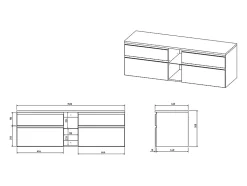 Meuble sous vasque suspendu - Blanc - 150 cm - MAGDALENA II