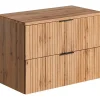 Meuble sous vasque suspendu strié avec planche - Naturel clair - L80 cm - ZEVARA