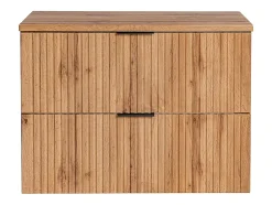 Meuble sous vasque suspendu strié avec planche - Naturel clair - L80 cm - ZEVARA