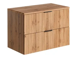 Meuble sous vasque suspendu strié avec planche - Naturel clair - L80 cm - ZEVARA