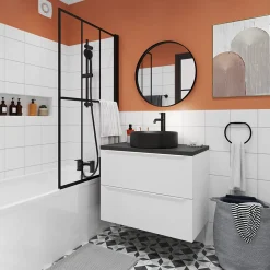 Meuble sous vasque suspendu blanc mat l.80 x H.60 x P.45 cm, GoodHome Imandra