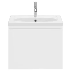 Meuble sous vasque suspendu blanc mat 2 tiroirs l.60 x H.48 x P.45 cm Levanna