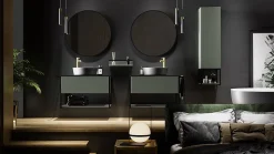 Meuble sous vasque suspendu LOV avec porte-serviettes vert et noir 80 cm
