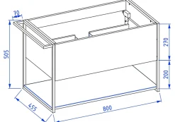 Meuble sous vasque suspendu LOV avec porte-serviettes vert et noir 80 cm
