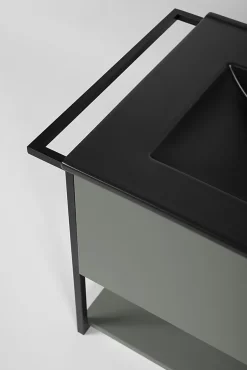 Meuble sous vasque suspendu LOV avec porte-serviettes vert et noir 80 cm