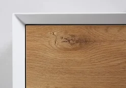 Meuble sous vasque suspendu MDF Blanc mat, 2 tiroirs façade Aspect chêne - 120x40x55cm - Fiona 1200
