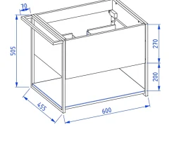 Meuble sous vasque suspendu LOV avec porte-serviettes blanc brillant et noir 60 cm