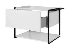 Meuble sous vasque suspendu LOV avec porte-serviettes blanc brillant et noir 60 cm