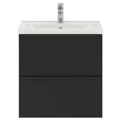Meuble sous vasque suspendu faible profondeur noir mat l.60 x H.60 x P.36 cm, GoodHome Imandra