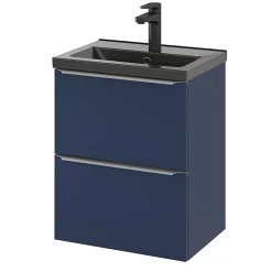 Meuble sous vasque suspendu faible profondeur bleu nuit mat l.50 x H.60 x P.36 cm, GoodHome Imandra