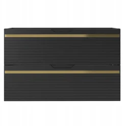 Meuble sous vasque suspendu VESPER noir 80 cm - bande décorative dorée