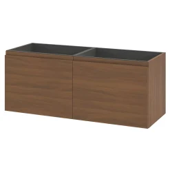 Meuble sous vasque suspendu effet noyer 4 tiroirs l.120 x H.48 x P.45 cm, GoodHome Levanna