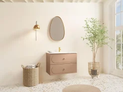Meuble sous vasque suspendu - Vieux rose - 80 cm - SATOBAL