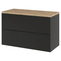 Meuble sous vasque suspendu noir mat l.100 x H.60 x P.45 cm, GoodHome Imandra
