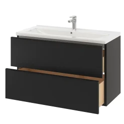 Meuble sous vasque suspendu noir mat l.100 x H.60 x P.45 cm, GoodHome Imandra