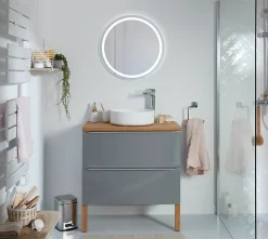 Meuble sous vasque suspendu gris brillant l.80 x H.60 x P.45 cm, GoodHome Imandra